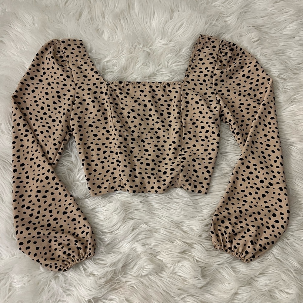 Altar’d State Long Puffed Sleeve Animal Print Blouse Size Small